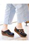 Orthopedic Wedge Heeled Leather Slippers 11420 - 3