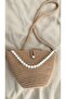 Women's Dark Brown Pearl Design Shoulder Bag - 2