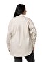 Plus Size Pocket Detailed Gabardine Beige Jacket Shirt - 3