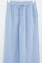 Blue 100% Linen Elastic Waist High Waist Wide Leg Trousers Twoss24Je00249 - 13