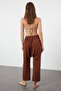 Kahverengİ Dokuma Şalvar Plaj Pantolon TBESS24PL00011 - 5