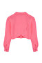 Pembe Crop Dokuma Sırt Dekolteli Keten Görünümlü Plaj Gömleği TBESS24GO00012 - 14