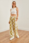 Women's Batik Green Patterned Linen Palazzo Trousers Pnt-19000284 - 2