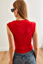 Women's Red Drape Detailed Flowy Blouse Blz- 19002683 - 7