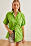 Women's Pistachio Green Single Pocket Striped Flowy Shirt Gml- 19001223 - 2