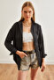 Women's Black Single Pocket Oversize Woven Shirt Gml- 19001220 - 5