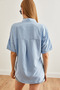 Women's Baby Blue Single Pocket Striped Flowy Shirt Gml- 19001223 - 5
