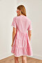 Women's Candy Pink Strappy Detailed Buttoned Mini Dress Elb-19002194 - 5