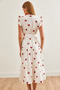 Women's White-Red Ruffle Detailed Belted Lined Midi Dress Elb- 19002195 - 3