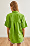 Women's Pistachio Green Single Pocket Striped Flowy Shirt Gml- 19001223 - 5