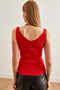 Red V-Neck Knitwear Women's Blouse - BLZ-19002668 - 4