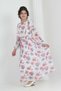 Girl's Lined Full-Length Floral Patterned Long Chiffon Dress with Non-Interior Necklace Detail - 4