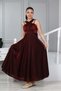 Girl's Evening Dress with Fixed Glitter Fabric Lining Graduation Gown - 6