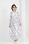 Girl's Lined Full-Length Floral Patterned Long Chiffon Dress with Non-Interior Necklace Detail - 3