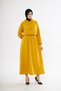 Women's Drawstring Waist Hooded Long Dress - Mustard - 5