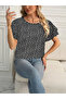Printed Single Jersey Women's Blouse - Short Sleeve and Flounced Sleeves - 5