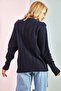 Women's Navy Blue Openwork Frilled Soft Sweater 1020W1007 - 2