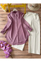 Combination-Ribbed Tunic and Trousers Set - Dried Rose - 4