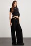 Bruıxa Women's Black Sweatpants with Fleece Inside and Soft Waist Detail - 2