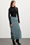 Cherı Women's Elastic Waist Waterproof Parachute Fabric Long Green Skirt - 2