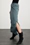 Cherı Women's Elastic Waist Waterproof Parachute Fabric Long Green Skirt - 4