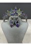 Tokyo Embellished Bridal Wedding Henna Tiara Shuttle Drop Earring Set Sparkling