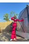 V-neck Hoop Corset Detailed Crop Blouse High Waist Pants Set - 3