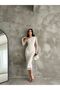 New Season One Shoulder Polka Dot Patterned Gilded Tulle Dress - 7