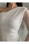 New Season One Shoulder Polka Dot Patterned Gilded Tulle Dress - 5
