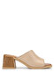 Women's Genuine Leather Beige Heeled Slipper
