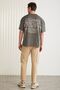 Colıbri Men's Front and Back Print Detailed Oversize Short Sleeve Crew Neck Organic Cotton Gray T-Shirt - 6