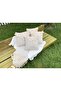 Hand-Knitted Lace Embroidered Tassel Organic Cotton 4-Piece Linen Cushion Cover and Lace Table Runner Set - 2