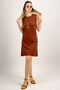 Women's Zero Sleeve Combed Cotton Long Tunic Underwear Brown - 5