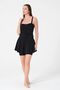 2-Piece Stretchy and Quick Black Suspender Leggings Dress Swimsuit - Belly Hiding Drying Fabric - 2
