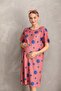 Maternity Printed Midi Short Sleeve Side Pocket Dress - 4
