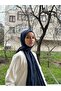 Hijab Women's Pleated Bamboo Shawl Navy Blue - 3