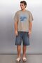Maddox Men's 100% Organic Cotton Print Detailed Thick Textured Oversize Fit Mink T-Shirt - 2