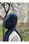 Hijab Women's Pleated Bamboo Shawl Navy Blue - 4
