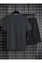 Men's Black California Printed Oversize T-Shirt Shorts Set - 5