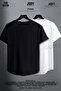 Yin Yang Cat Printed Black and White Oval Cut Slim Fit Tshirt Set of 2 - 5