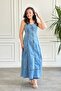 Sleeveless Denim Dress with Front Zipper Detail - 5