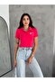 Text Detailed Collared Buttoned Crop T-Shirt - 2