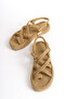 Rope Stringed High Sole Straw Sandals - 6