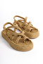 Rope Stringed High Sole Straw Sandals - 5