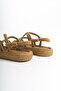 Rope Stringed High Sole Straw Sandals - 7