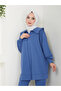 Women's Modest Pants Set with Slit Pant Leg and Collar Detail - 2