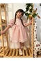 Pink Flower Patterned Cotton Embroidered Girls' Dress