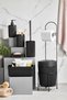7-Piece Black Bathroom Set with Metal Stand, Bucket, Toilet Paper Holder, Cosmetic Box, Toothbrush Holder, and Soap Dish - 3