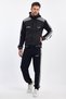 Men's Hooded Zip-Up Sports Tracksuit Set with Raglan Sleeves - Black