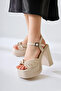 Yoanna Cream, Beige Knot Strap High Platform Women's Sandals Opportunity Product